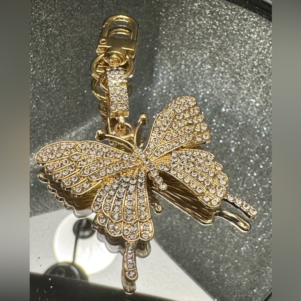 Gold Butterfly keychain/bagcharm with Crystals